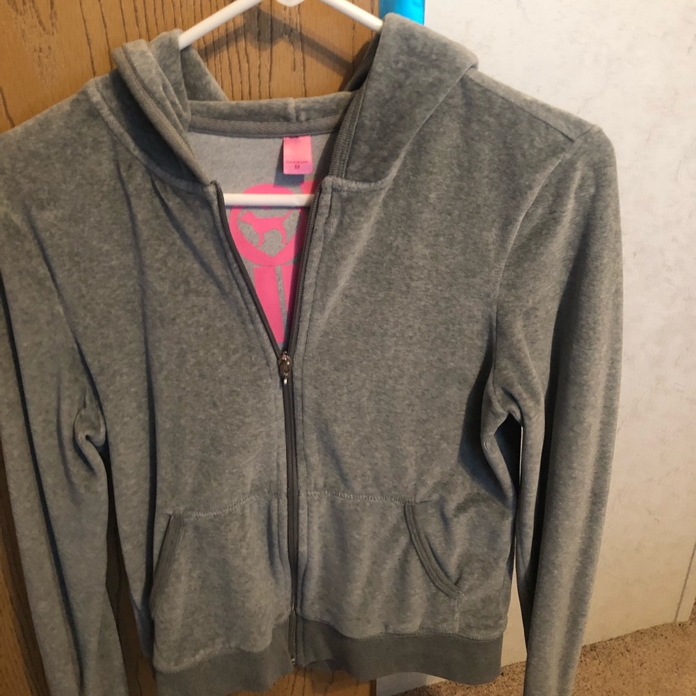 Gray PINK zip up sweater